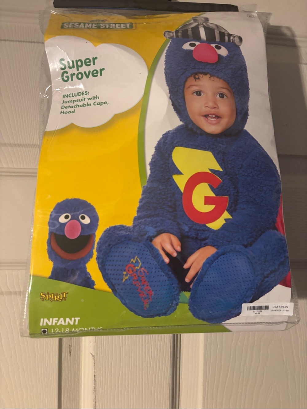 Sesame Street Super Grover Infant Costume - Blue with Yellow & Red Emblem